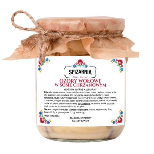 Przejdź do produktu Ozory wołowe w sosie chrzanowym 500g